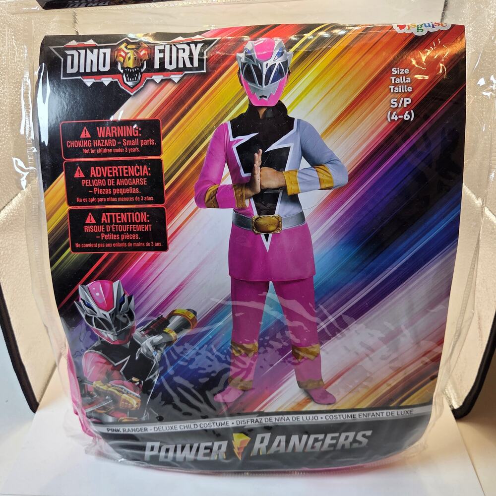 Power Rangers Dino Fury Pink Ranger Kids Deluxe Costume Disguise 4-6